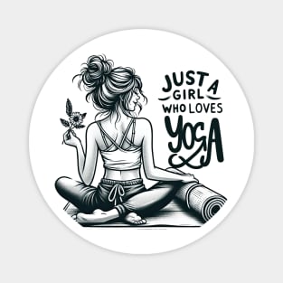 Just a Girl Who Loves Yoga-Girl with Mat and Messy Bun Magnet